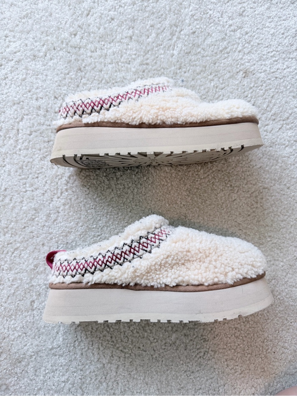 UGG Tazz Braid Platform Mule Slippers White Borg Shearling Clog Womens Size 7 - Picture 5 of 12